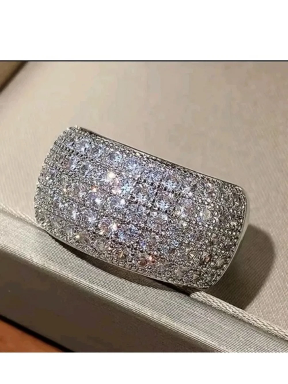 Men Ring Size 8 Iced Out Hiphop Vz Crystals Bust Down Piece Conservative